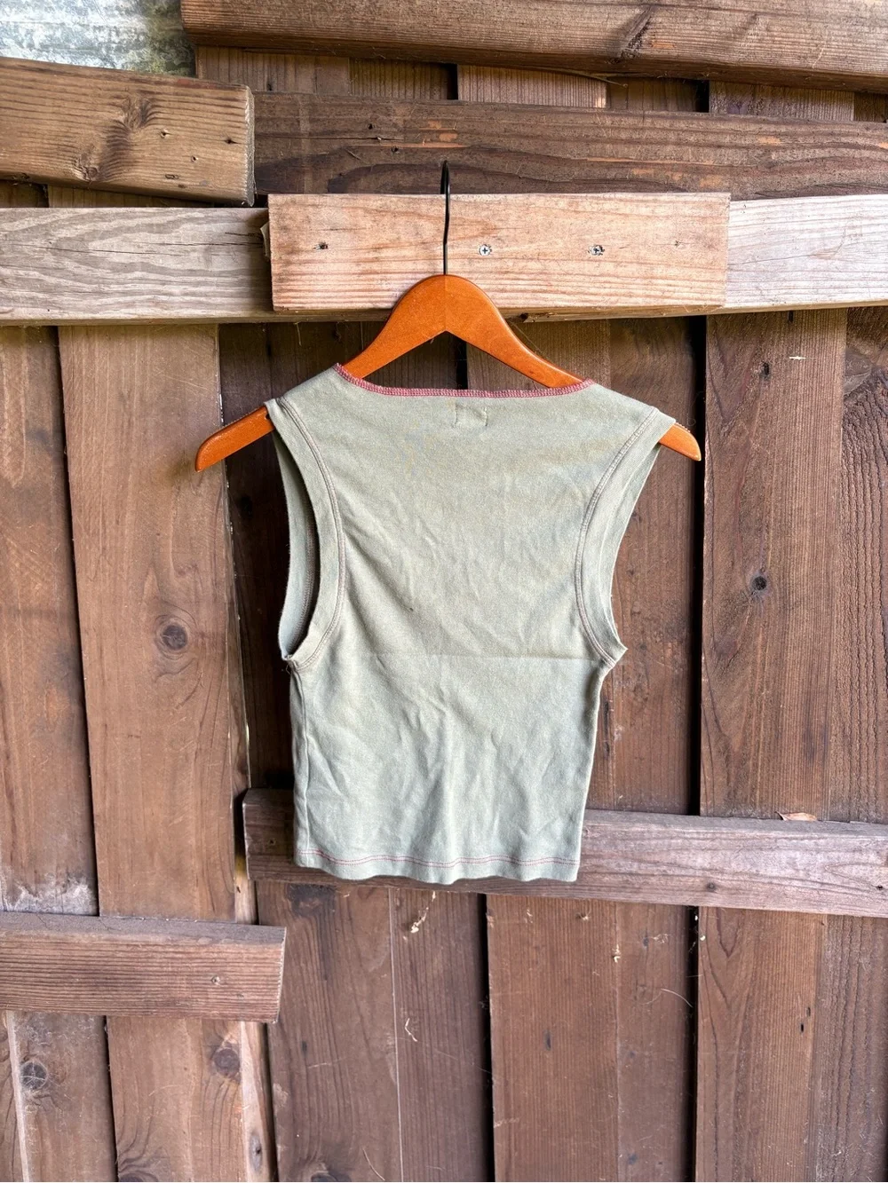 Urban Outfitters BDG Olive Green Born Ride Sleeveless Crop Tee - Picture 2 of 4